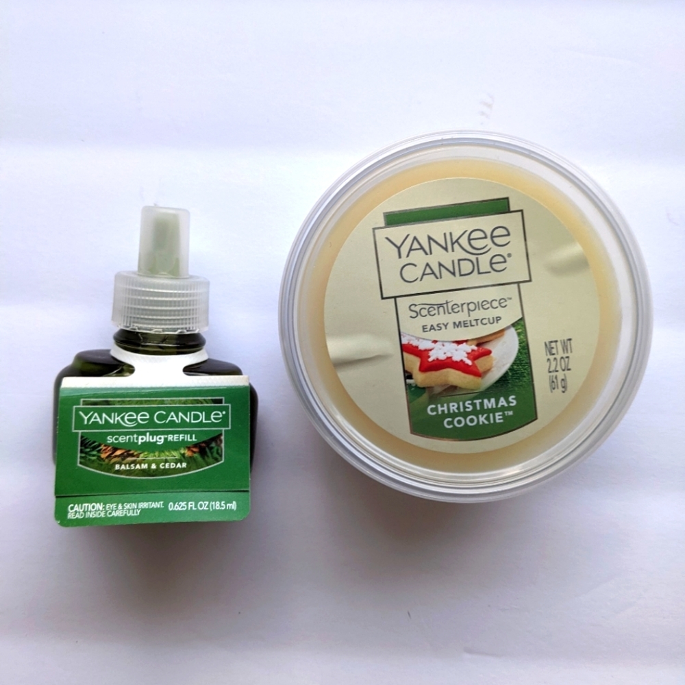 Yankee Candle Christmas Cookie Meltcup and Balsam & Cedar Scentplug Refill